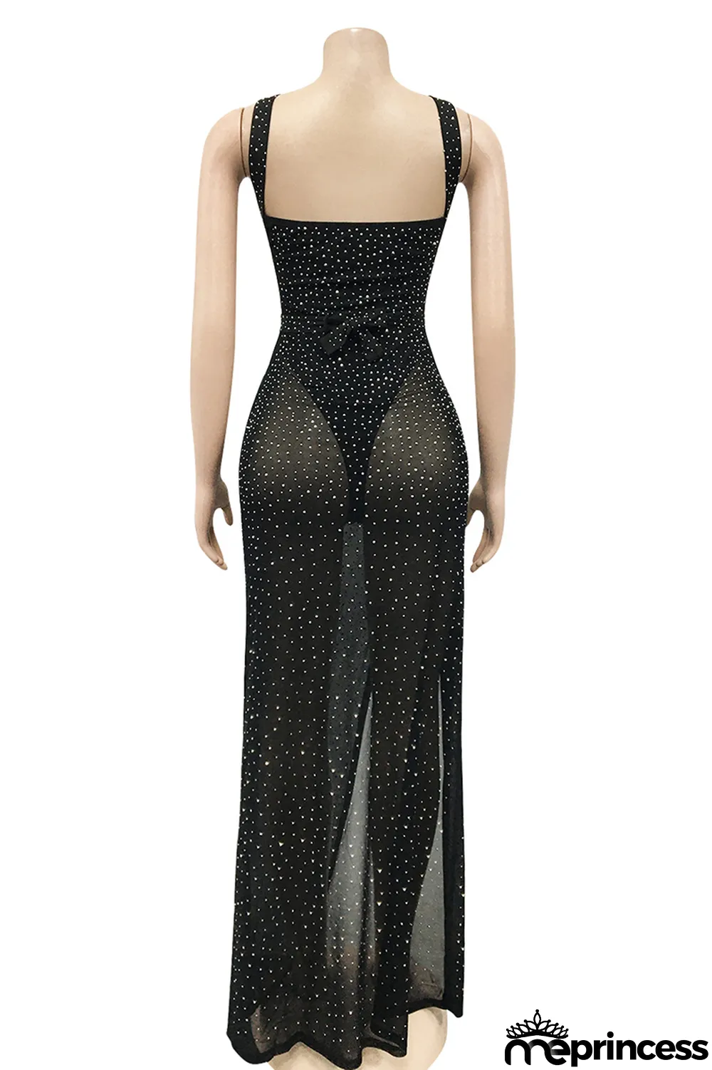 Orange Sexy Hot Drilling Hollowed Out Backless Slit V Neck Sling Dress Dresses