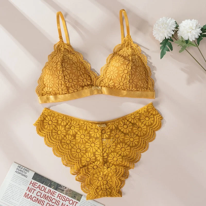 Beauty Back Sexy Women's Underwear Set Transparent Lace Push-up Lingerie Set Female Brassiere EmbroideryBra and Panty Sets