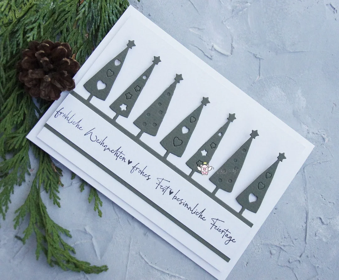 Piggy Craft metal cutting dies cut die mold New Christmas tree edge Scrapbook paper craft knife mould blade punch stencils dies