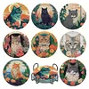 Un ensemble (8pcs) chat en bois - 5d bricolage artisanat sous-verres