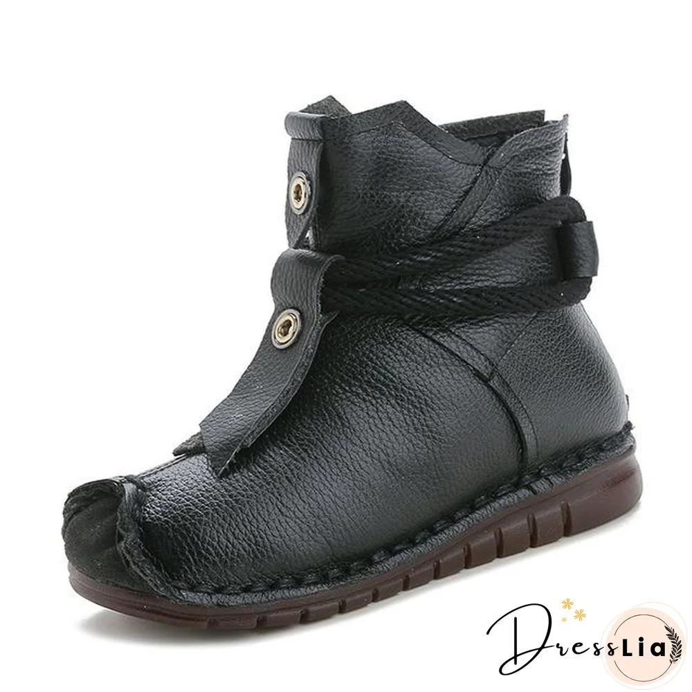 Women Genuine Leather High Quality Fashion Short Flats Ankle Boots