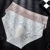 Men's Sexy Transparent Ice Silk Hollow Lace Thin U-convex Briefs