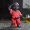 Purple sand tea pet ornaments, little monk tea set leak detection accessories, can raise urine children, tea filter, water filter, fortune-bringing Maitreya Buddha tea pet