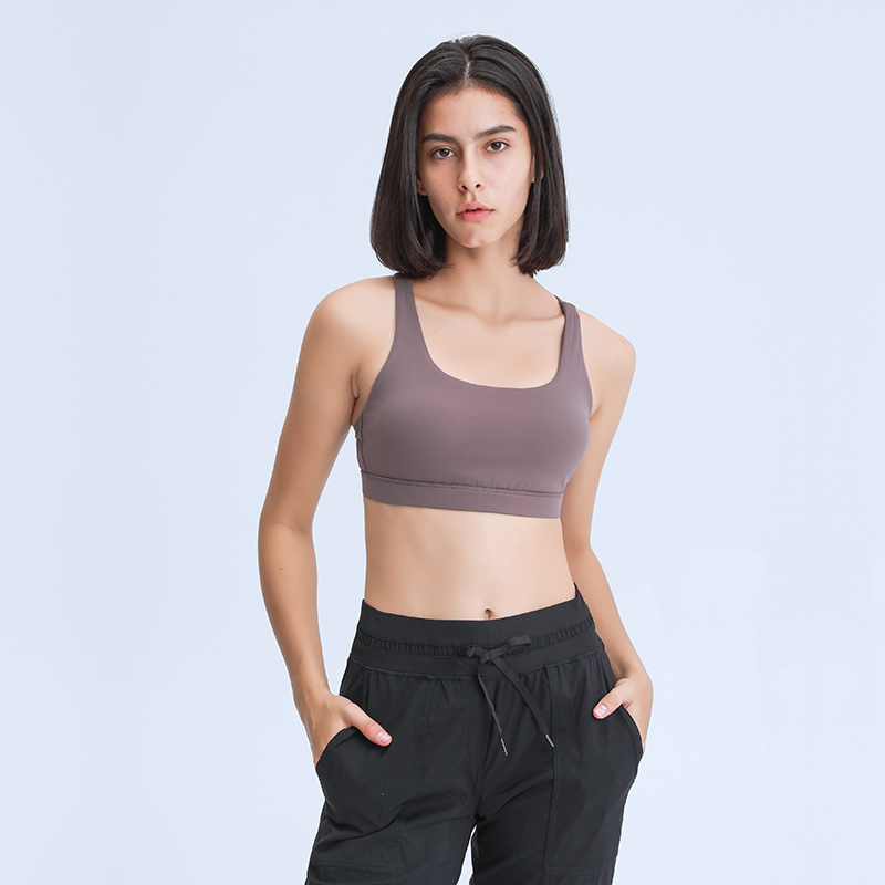Naked Feel Cross Criss Back High Impact Sanding Sports Yoga Bra