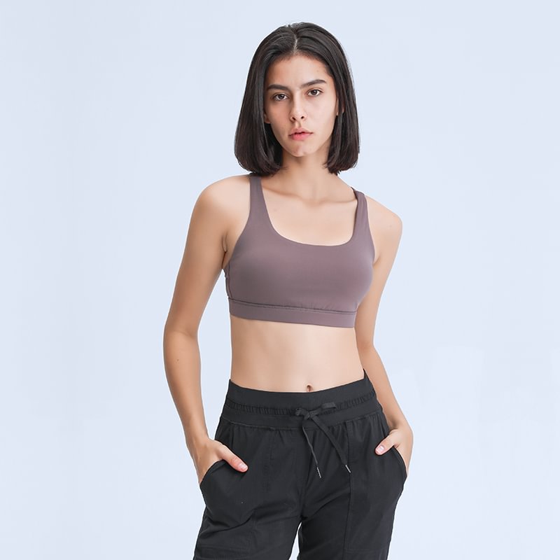 Naked Feel Cross Criss Back High Impact Sanding Sports Yoga Bra