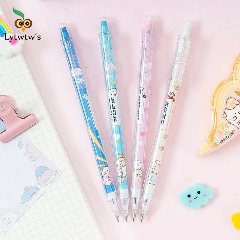 1 PCS Lytwtw's Cute Cartoon Animals Press Automatic Mechanical Pencil School Office Supply Student Stationery Gift