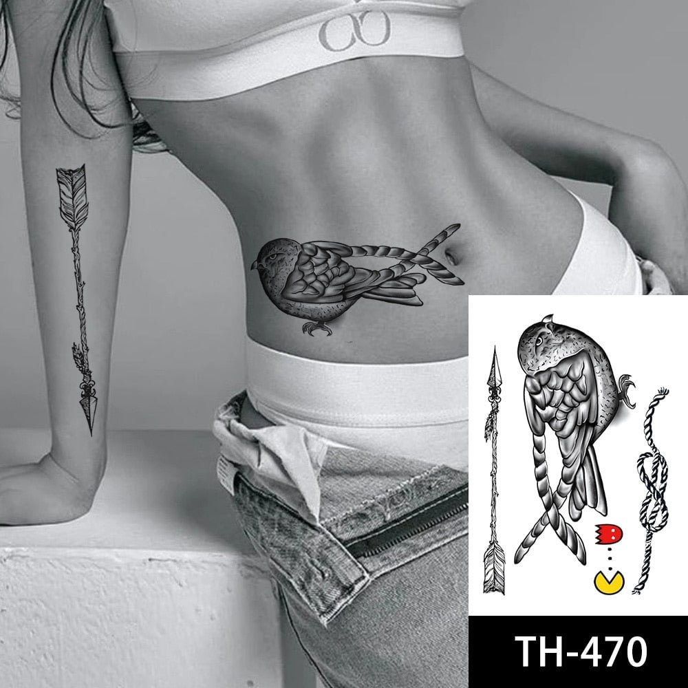 Totem Temporary Tattoos Henna Fake Tattoo Stickers Waterproof Sexy Wolf Gun Word Water Ripple Mechanical For Men Hands Arm Body