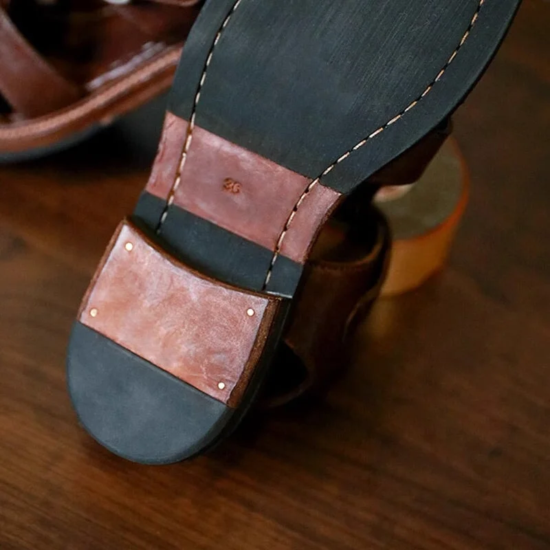 Women's Vintage Elegant Stitching Leather Gladiator Sandals