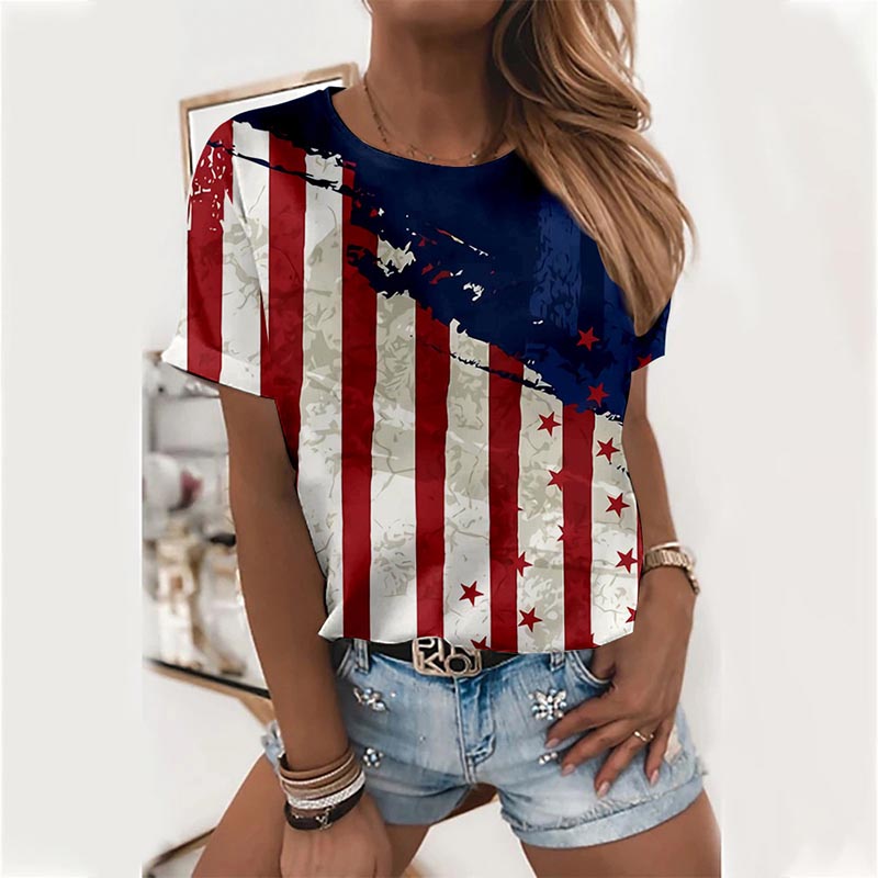 Womens American flag patriotic graphic tees