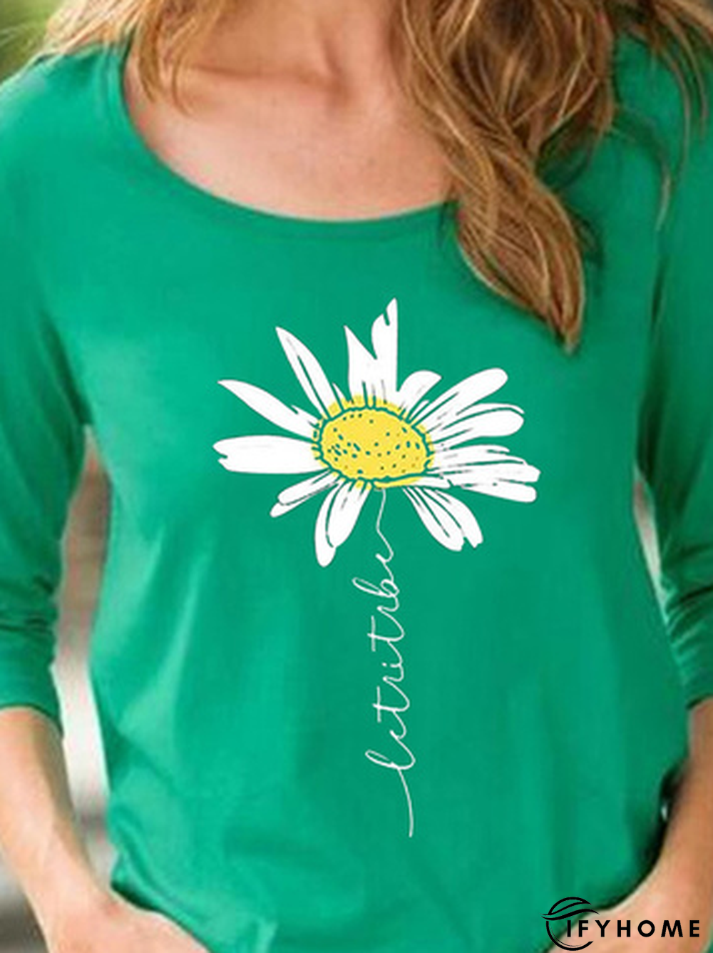 Loose Casual Crew Neck Plants T-Shirt | IFYHOME