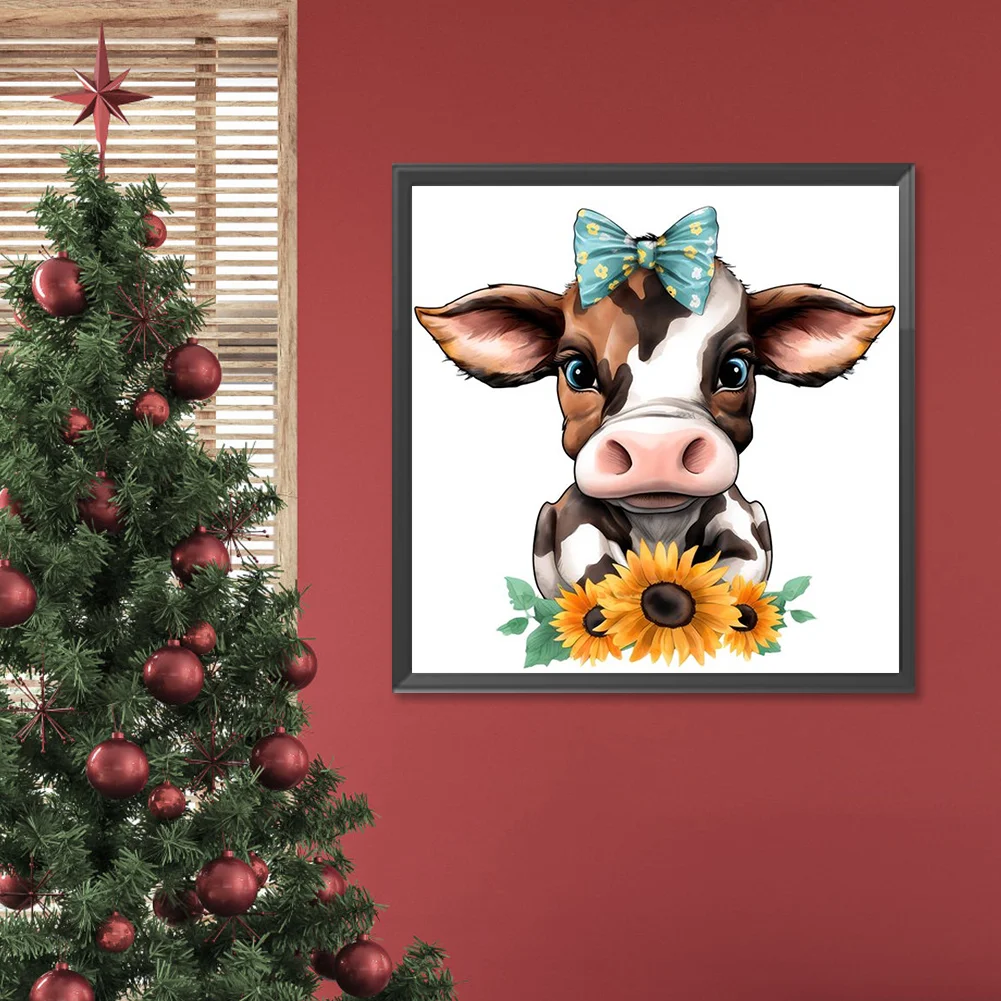 Full Round Diamond Painting 30*30cm - Sunflower Cow