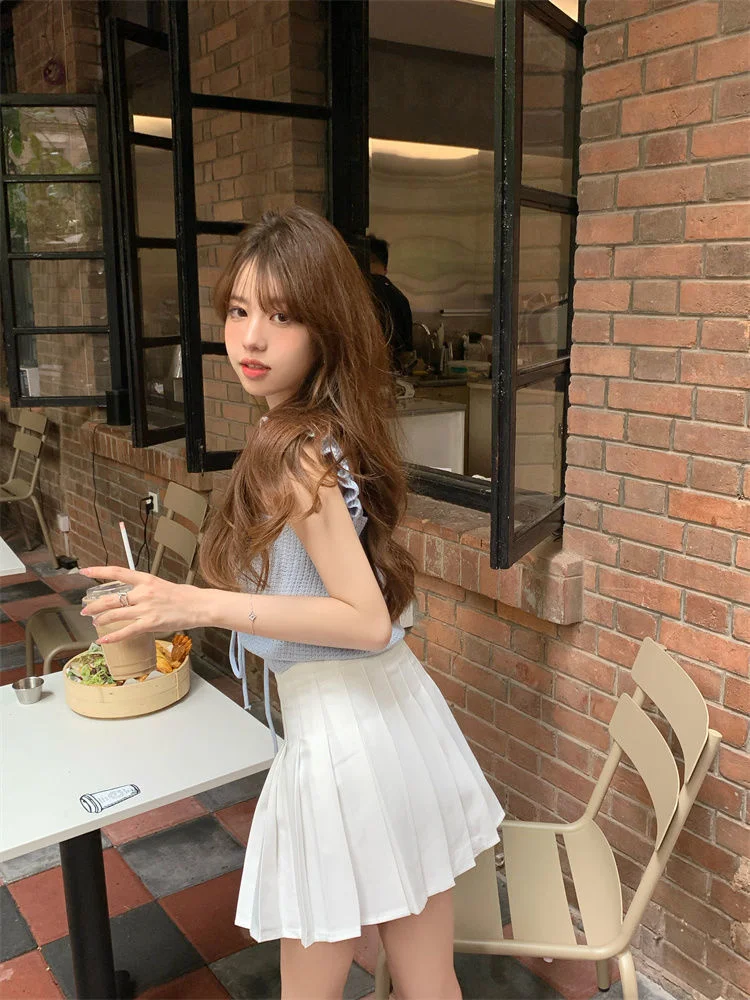 Uveng Uveng Rope Sling Sling Slings Small Vest Women's Summer 2023 New Fashion Umbilical Wrinkles Wearing Sleeveless Top