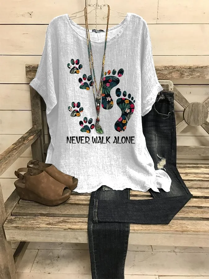 Women'S Never Walk Alone Print Casual Top