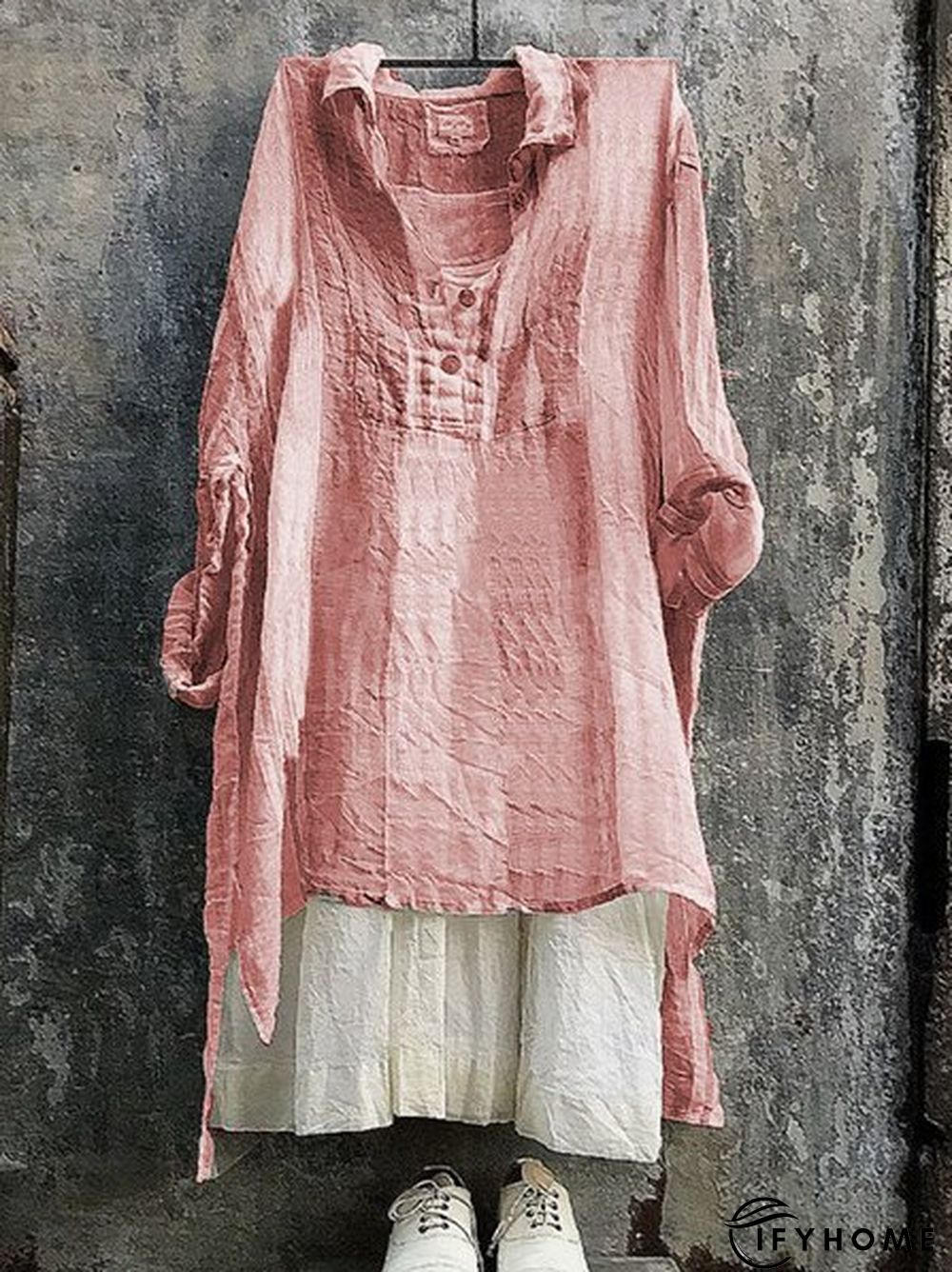 Casual Striped 3/4 Sleeve V Neck Bat Sleeve Tunic Top | IFYHOME