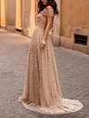 Sequinned Backless Off-The-Shoulder Maxi Dress