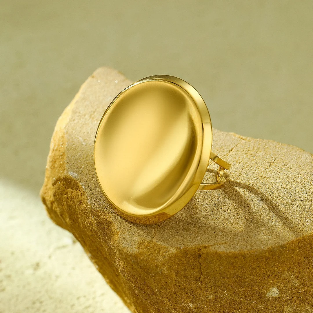 Geometric Round Heart Open Ring