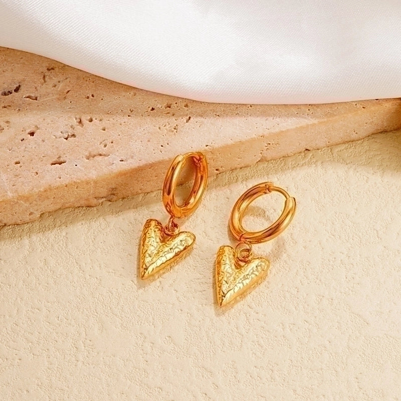 1 Pair Classic Style Heart Shape Plating 304 Stainless Steel K Gold Plated Rhodium Plated Drop Earrings