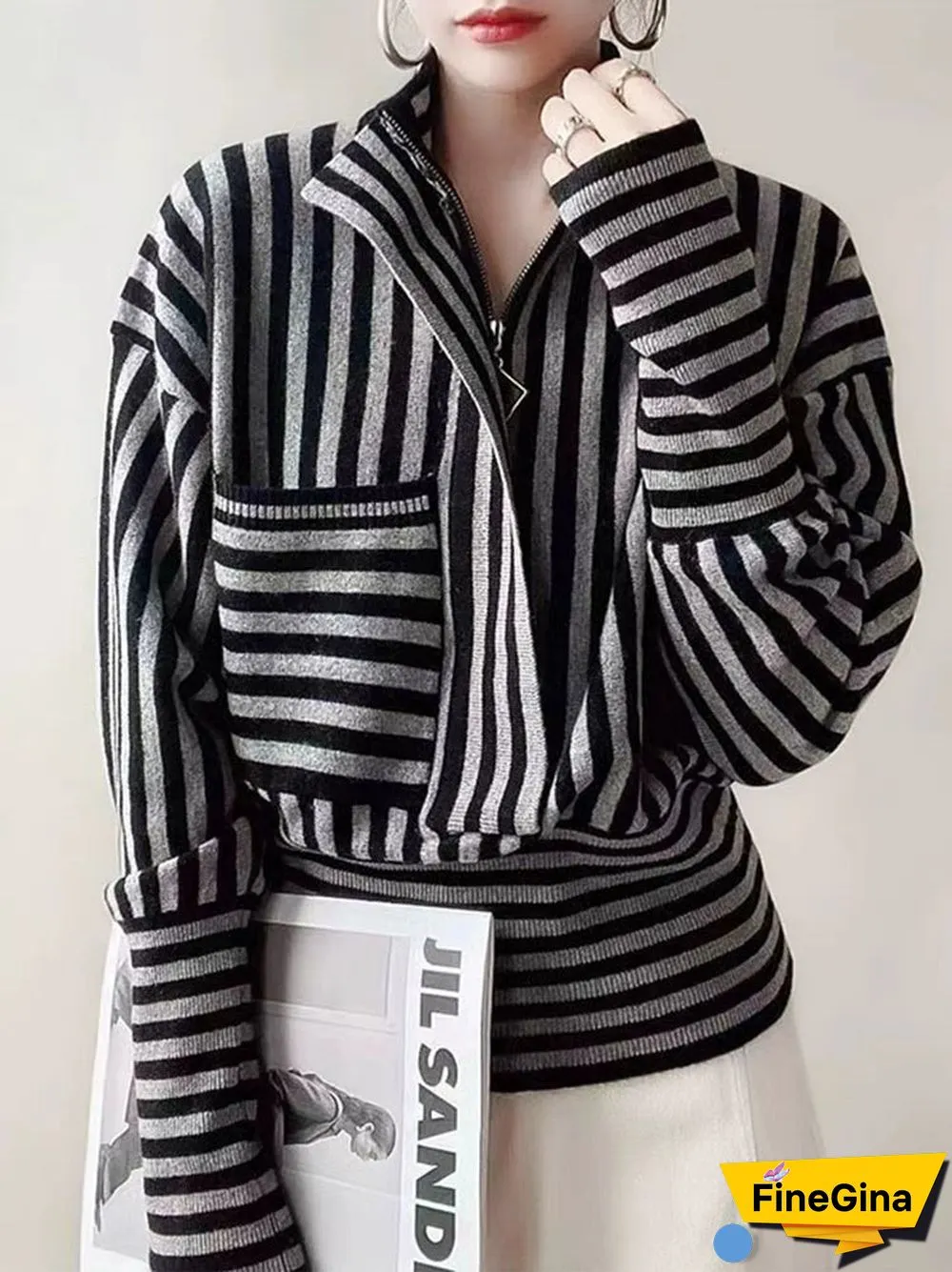 Black Striped Long Sleeve Top