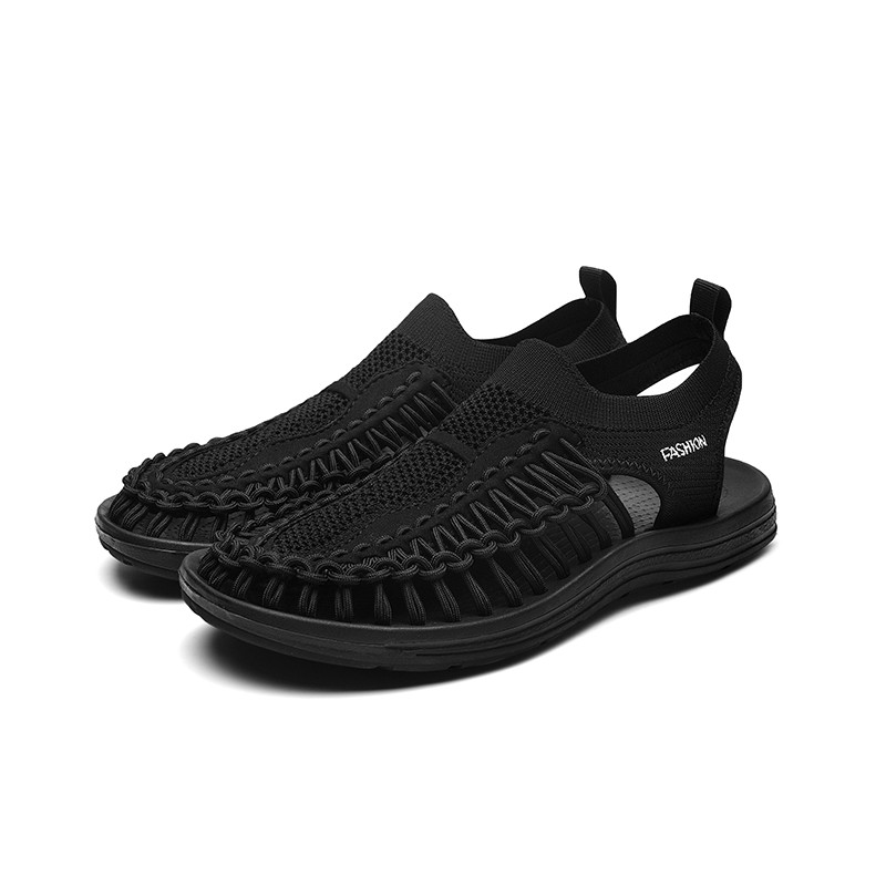 2025 New Classic White Blue Slip-on Men Sandals Casual Comfortable Flat Woven Sandals Mens Summer Shoes Loafers snadalias hombre