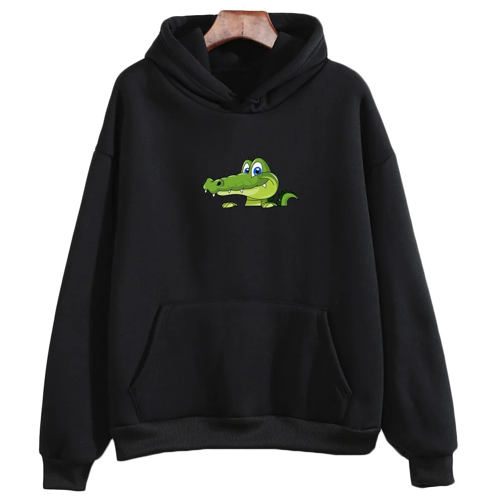 Budgetg Long Sleeve Sweatshirt Woman Harajuku Hip Hop Pullovers Winter Kpop Crocodile Printed Women Hoodie