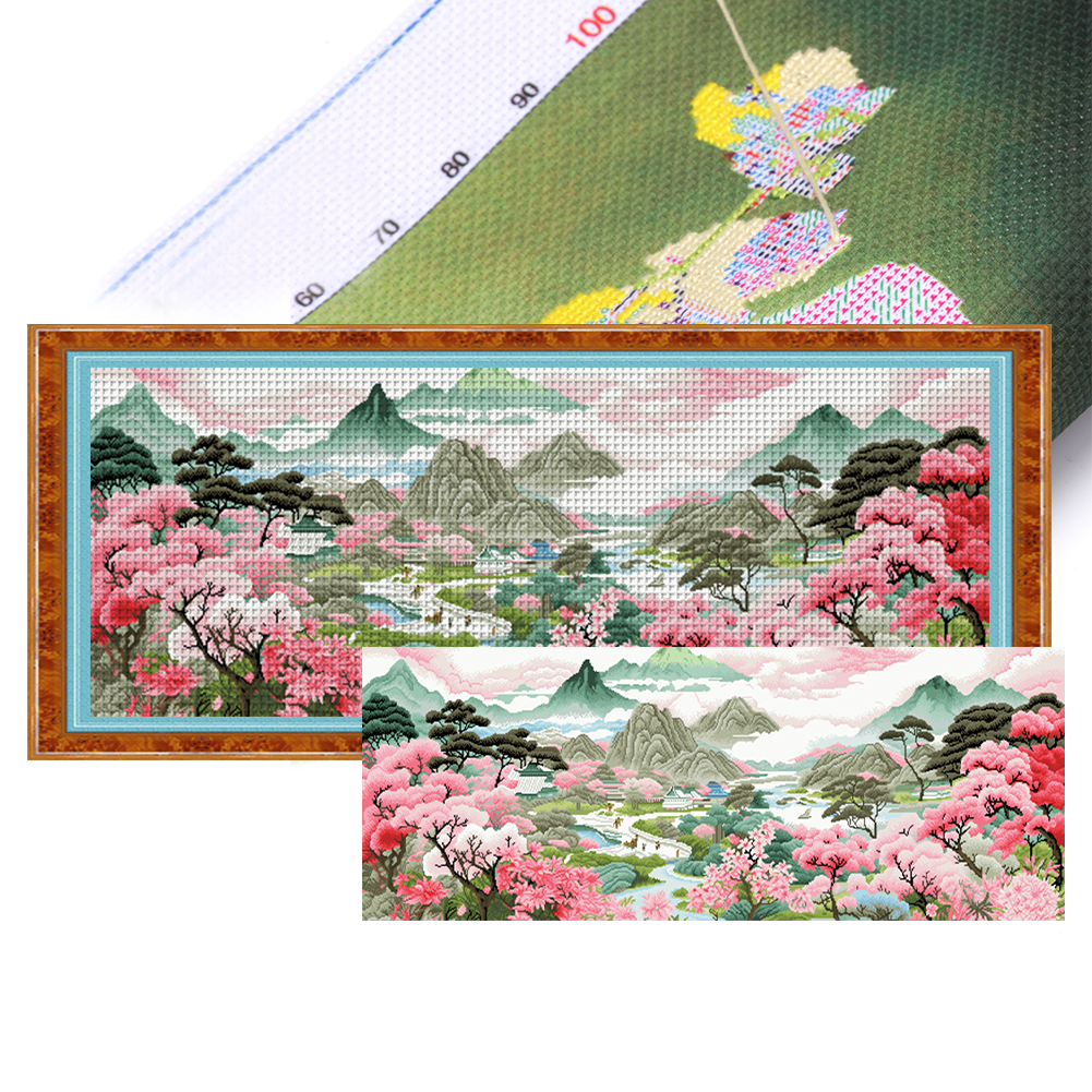 Taoyuan Family Full 11CT Pre-stamped Canvas(150*61cm) Cross Stitch
