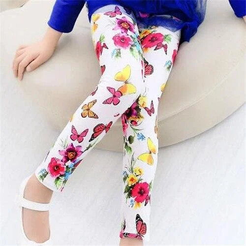 Kids Leggings Baby Girls Clothes Flower Printed Skinny Pants Children Cotton Pencil Trousers 2-11 Years Girl Leggings
