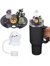 [US Local Warehouse] Halloween Acrylic Lid Charms with Cute Ghost Straw Cap for Stanley 40oz Tumbler
