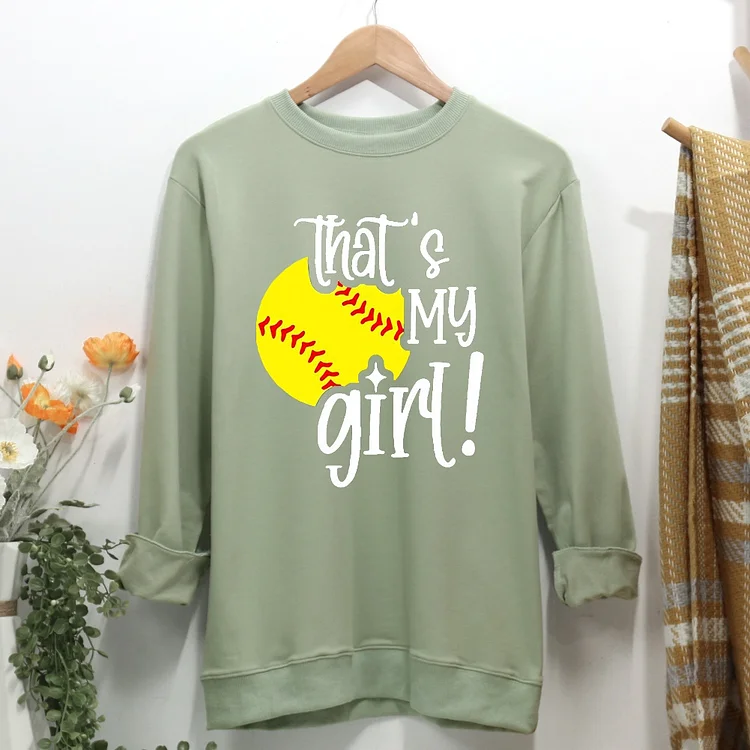 That's My Girl Softball Women Casual Sweatshirt-Annaletters