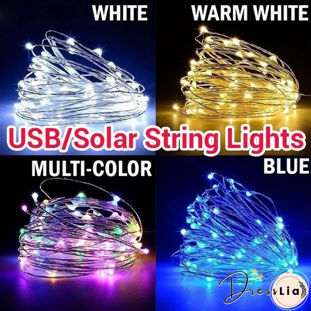 300/200/100/50/10 LED 9COLORS Creative Waterproof 8 Modes Solar Powered Copper Wire String Lights for Outdoor Indoor Home Garden Party Wedding Patio Tree Christmas Decoration