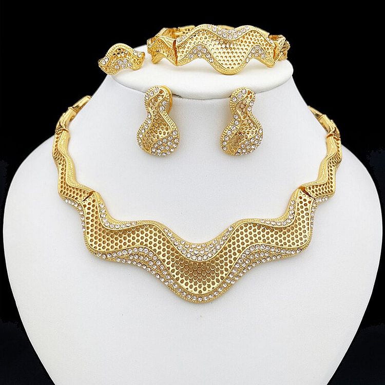Gold Plated Necklace Set Bridal Jewelry Set