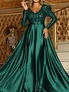 Plus Size Shiny Long Sleeves Maxi Dress