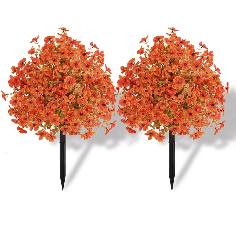 Autumn Artificial Garden Stake with Realistic Flowers, UV Resistant, Windproof, Durable Spike, Low-Maintenance Outdoor Decor