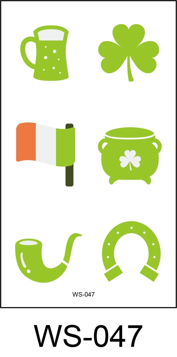 New cross-border waterproof sweat green hat clover face sticker European and American fashion temporary tattoo sticker