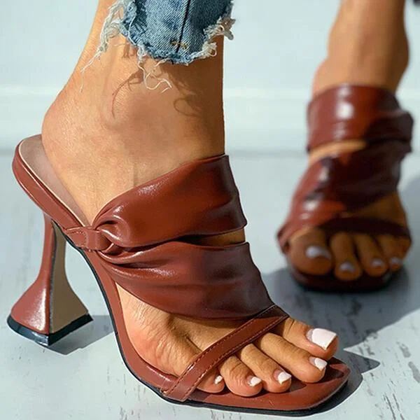 Women Summer Fashion Wide Instep High Heel Slippers