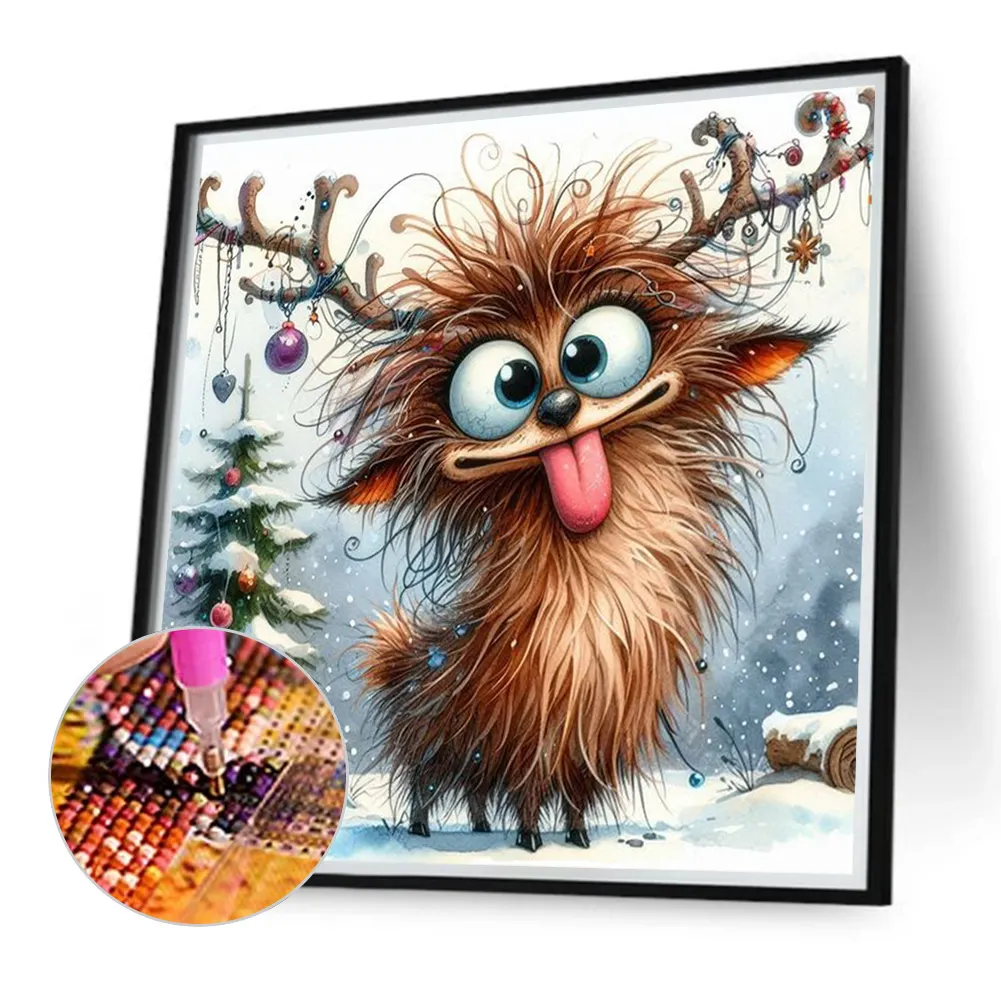 Diamond Painting - Full Round Drill - Christmas Elk(Canvas|30*30cm)