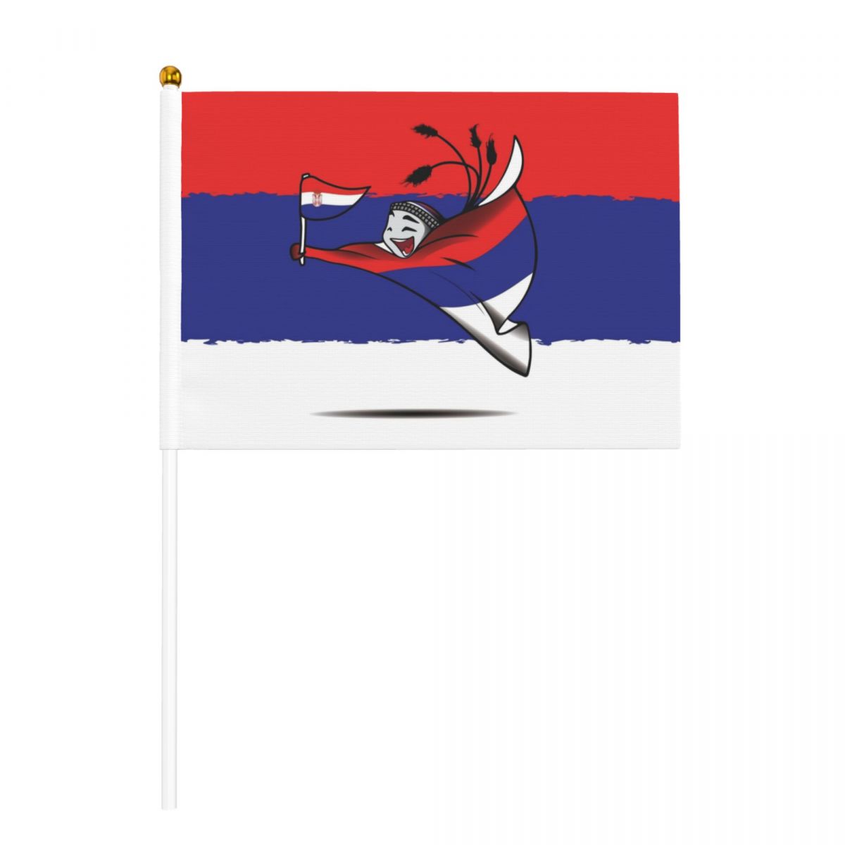 Serbia World Cup 2022 Mascot Small Stick Mini Hand Held Flags
