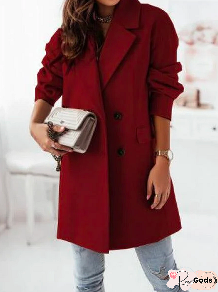 Plain Loose Cross Neck Other Coat