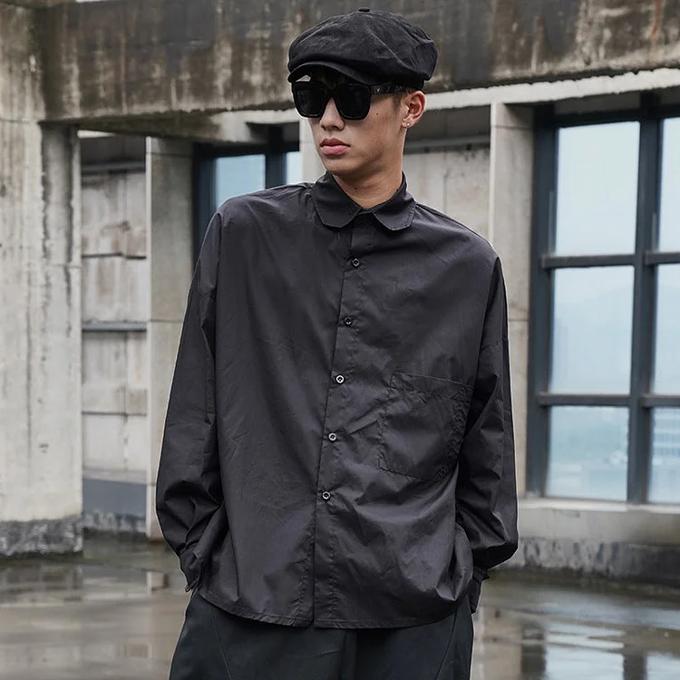 Japanese Dark Style Four-season Versatile Loose Version Dropped Shoulder Shirts-dark style-men's clothing-halloween