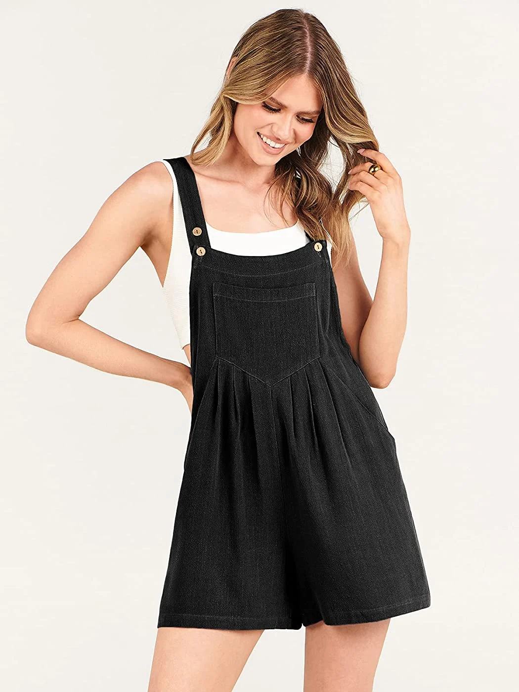 Adjustable Wide Leg Pocket Short Overalls Romper (Buy 2 Free Shipping)