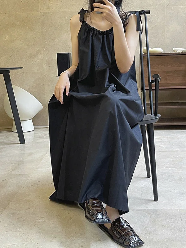 Urban Loose Reversible Drawstring Neck Midi Dress