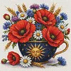Wheat Poppy Pot Full 18CT 2 Strands DIY Stamped Cross Stitch Kits for Beginners Adults Home Wall Decor Cross Stitch Art and Crafts Kits 25x25cm tapestrymarket