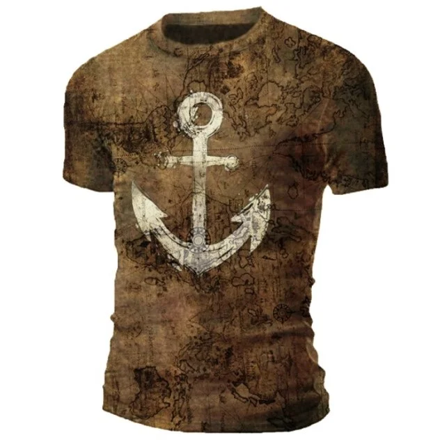 Mens Map Print Tactical Short Sleeve T-shirt / [viawink] /