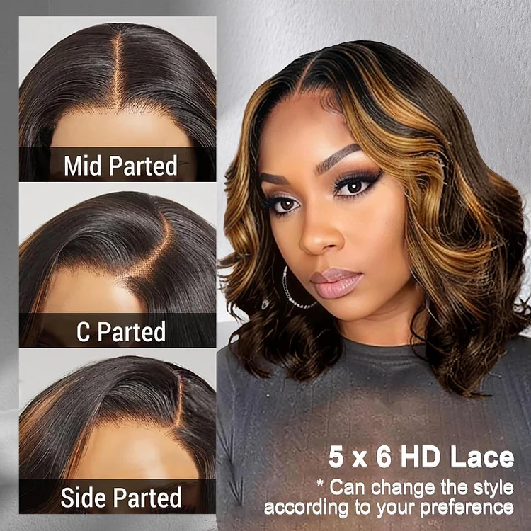 Daily Brown Mid-Length Highlighted Curly Wigs