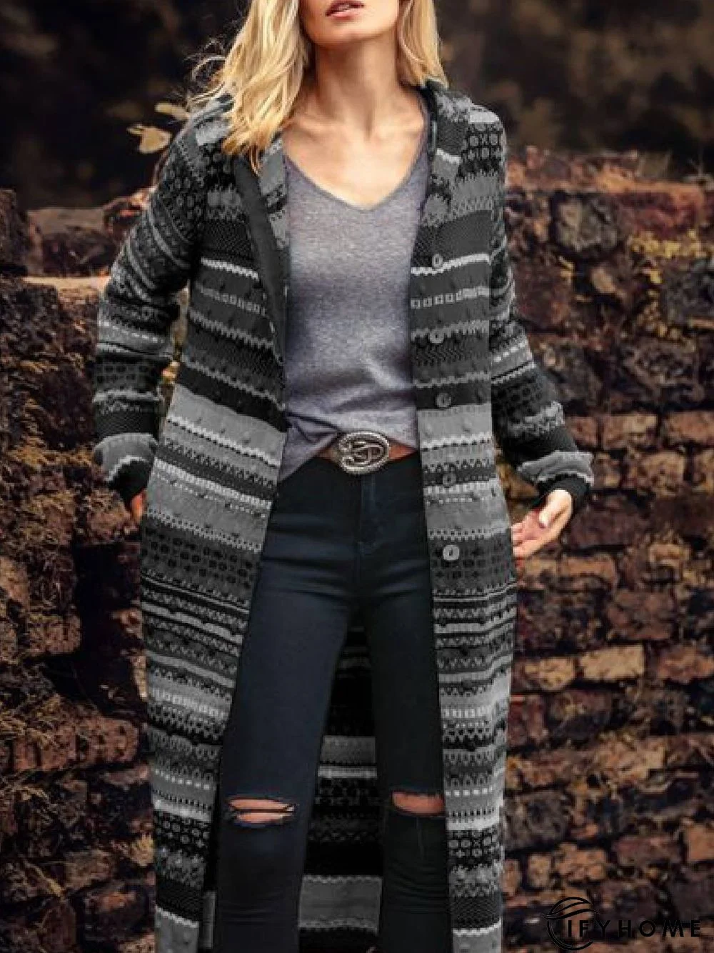 Blue Casual Long Sleeve Sweater coat | IFYHOME