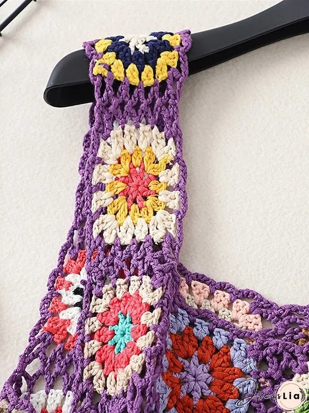 Women's Sweater Vest Jumper Crochet Knit Embroidered Hole Floral Square Neck Stylish Sexy Daily Holiday Summer Spring