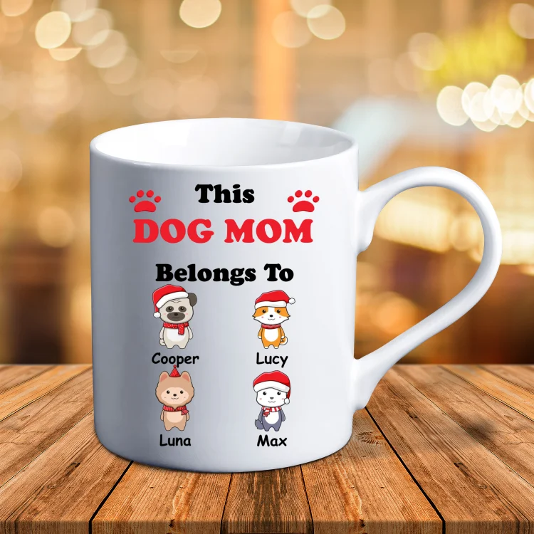 Personalized Dog Family Christmas Mug With 1-6 Names and 3 Text-Christmas Birthday Gift Ceramic Coffee Mug
