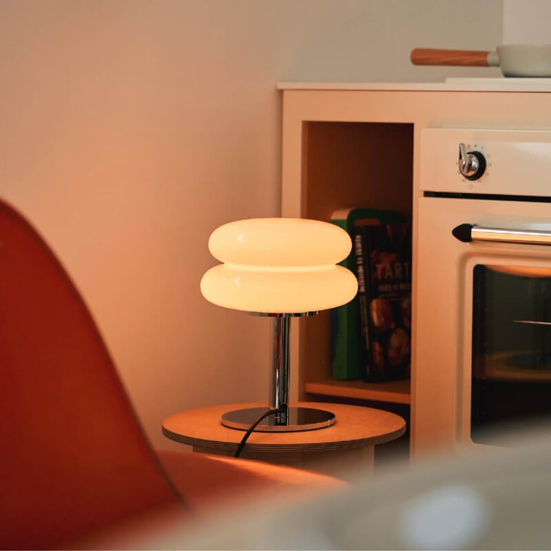 LED Cream Glass Table Lamp