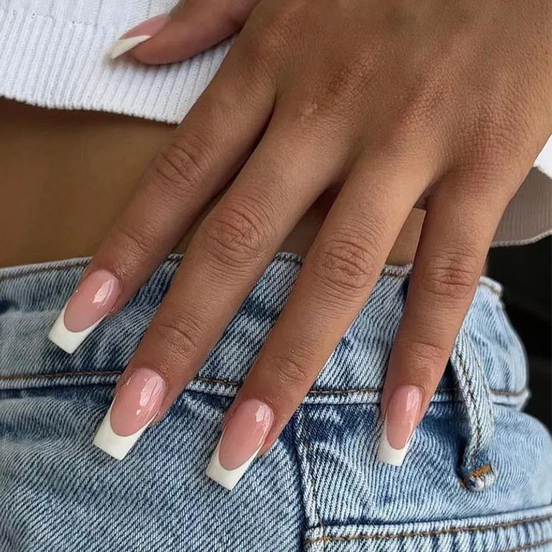 Churchf Simple White French Nail Wear Long Nail Nail