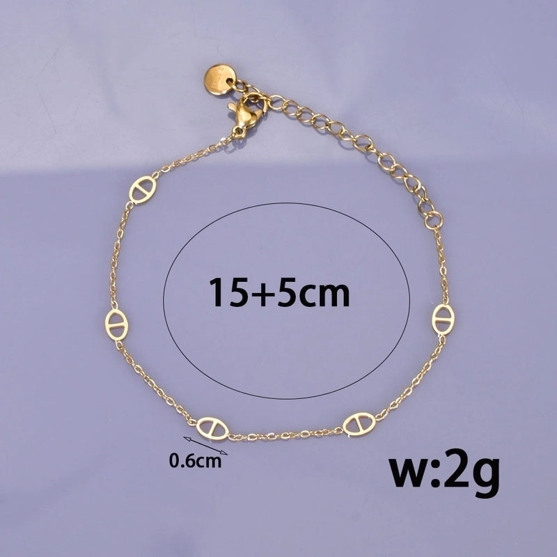 Minimalist Streetwear Solid Color 304 Stainless Steel 18K Gold Plated Bracelets In Bulk
