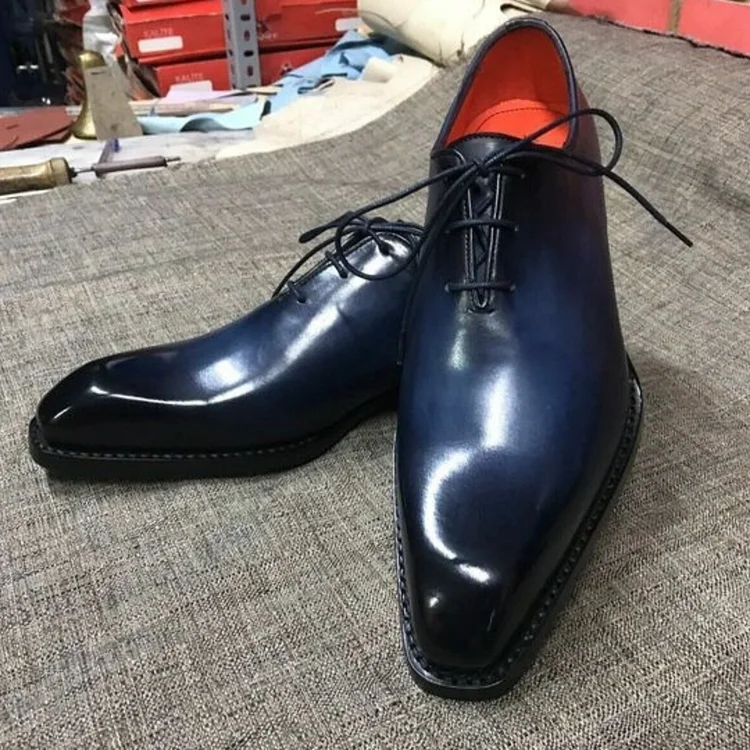 Hand made men Casual Lace Up Oxford formal leather dress shoes